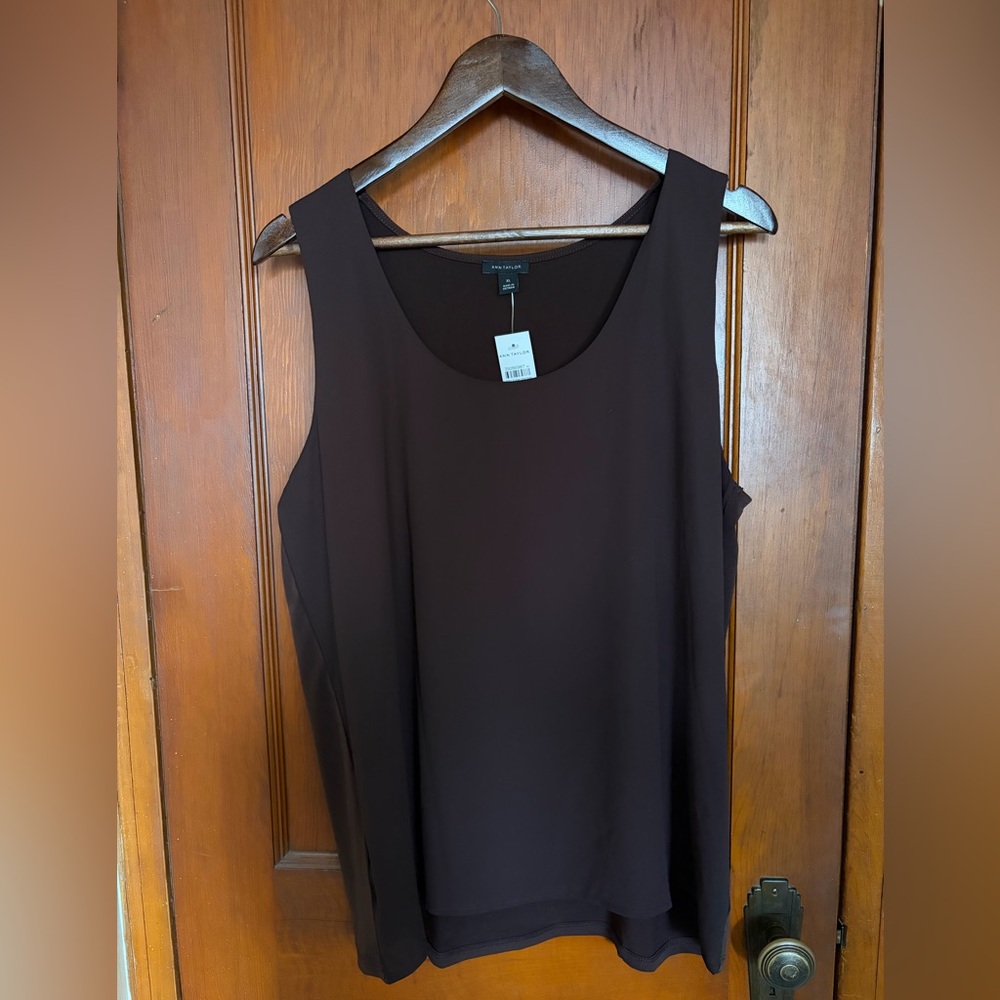 Ann Taylor Brown Scoop Neck Sleeveless Tank